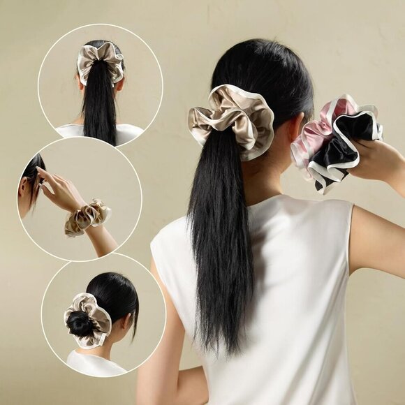 Silk Hair Scrunchie Large Breathable Frill Tie for Women Hair Loss Prevention main image 5